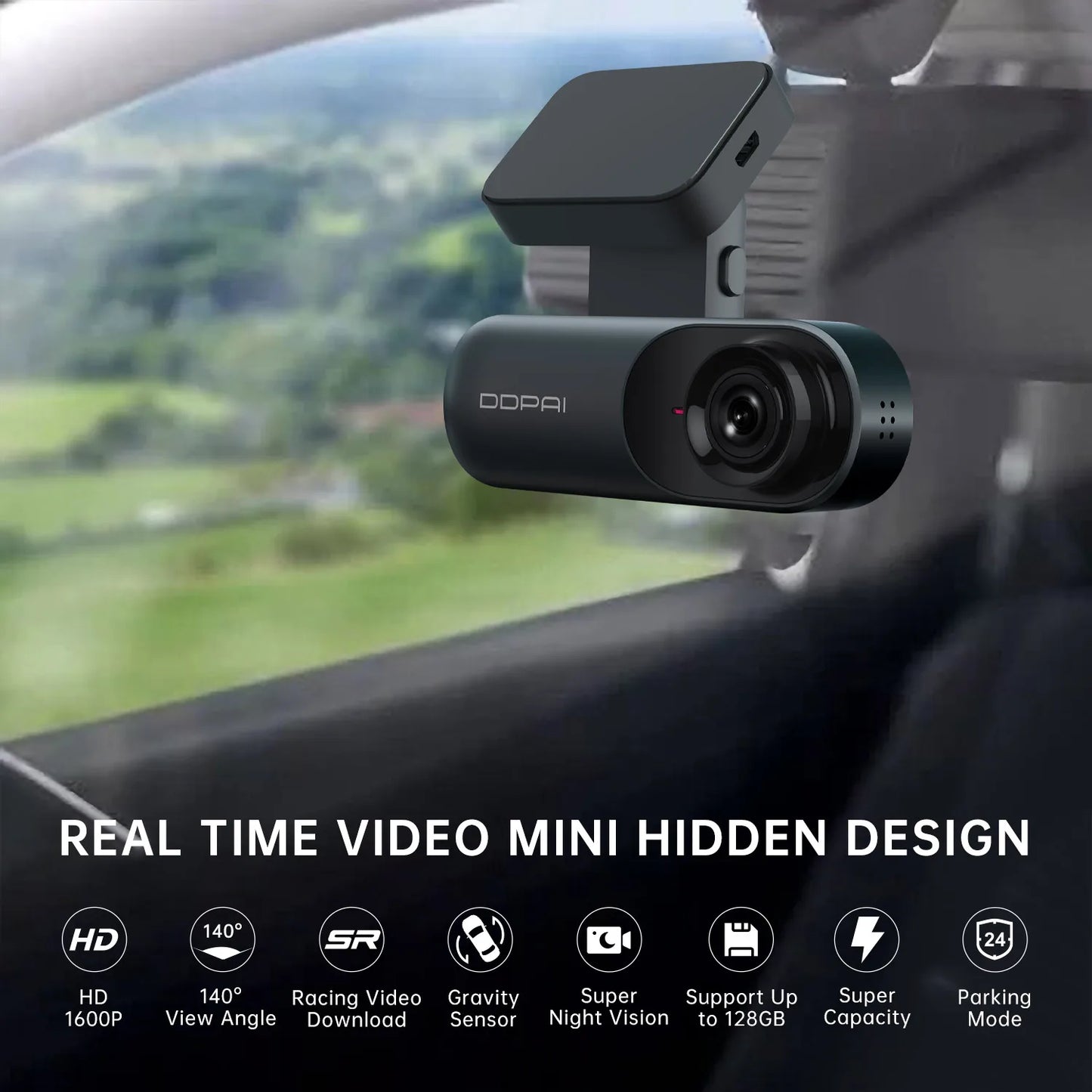 DDPAI Dash Cam N3 1600P HD Vehicle Drive Auto Video DVR 2K Smart Connect Android Wifi Car Camera Recorder 24H Parking - Supersell