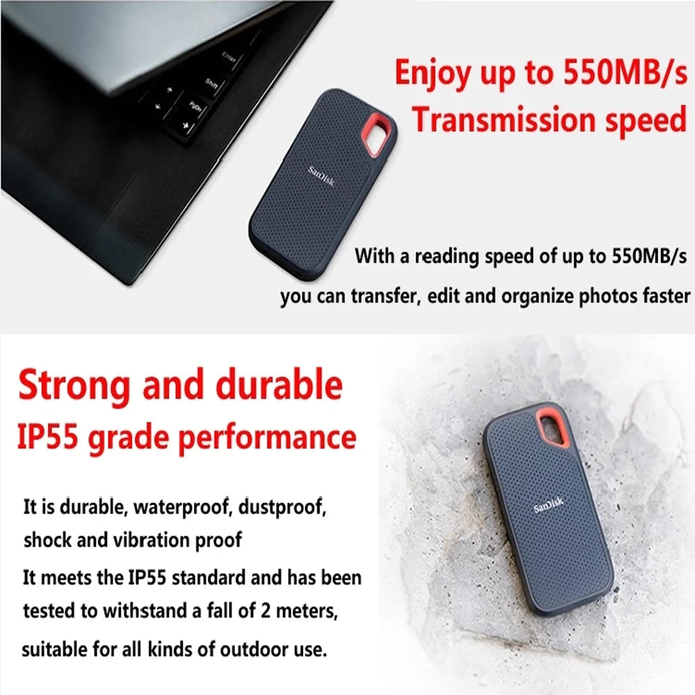 SanDisk SSD USB 3.2 Gen2*2 Type-A/C Portable External Solid State Drive NVME E30 E61 E81 Extreme PRO - Supersell