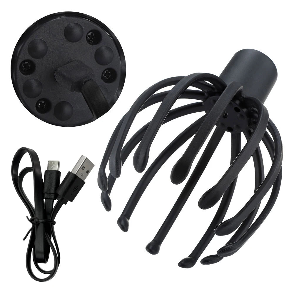 Electric Head Massager with Three Gears 12 TPE Massage Claws Head Massage Device USB Rechargeable - Supersell