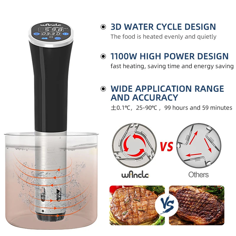 Wancle 1100W Sous Vide Vacuum Cooker with Digital Display - Supersell 