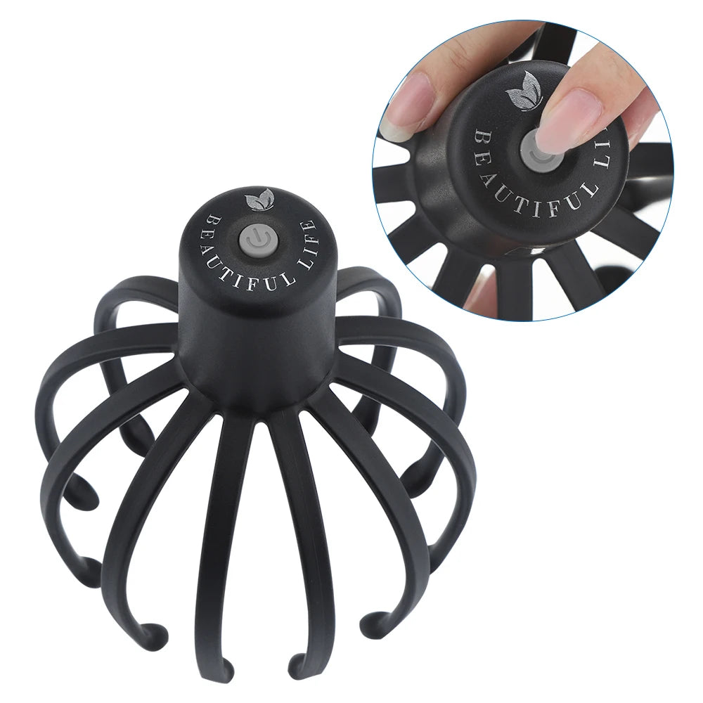 Electric Head Massager with Three Gears 12 TPE Massage Claws Head Massage Device USB Rechargeable - Supersell