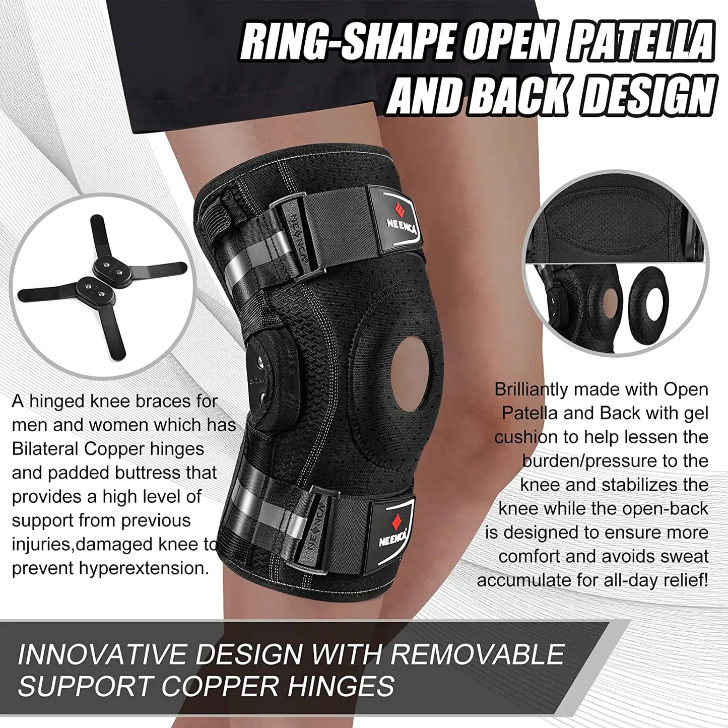 Hinged Knee Brace for Knee Pain Knee Support with Side Stabilizers Joint Pain Relief Arthritis Meniscus Tear ACL PCL - Supersell