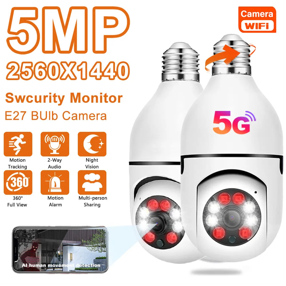 Wifi 5MP Bulb Surveillance Camera Indoor 4X Digital Zoom - Supersell