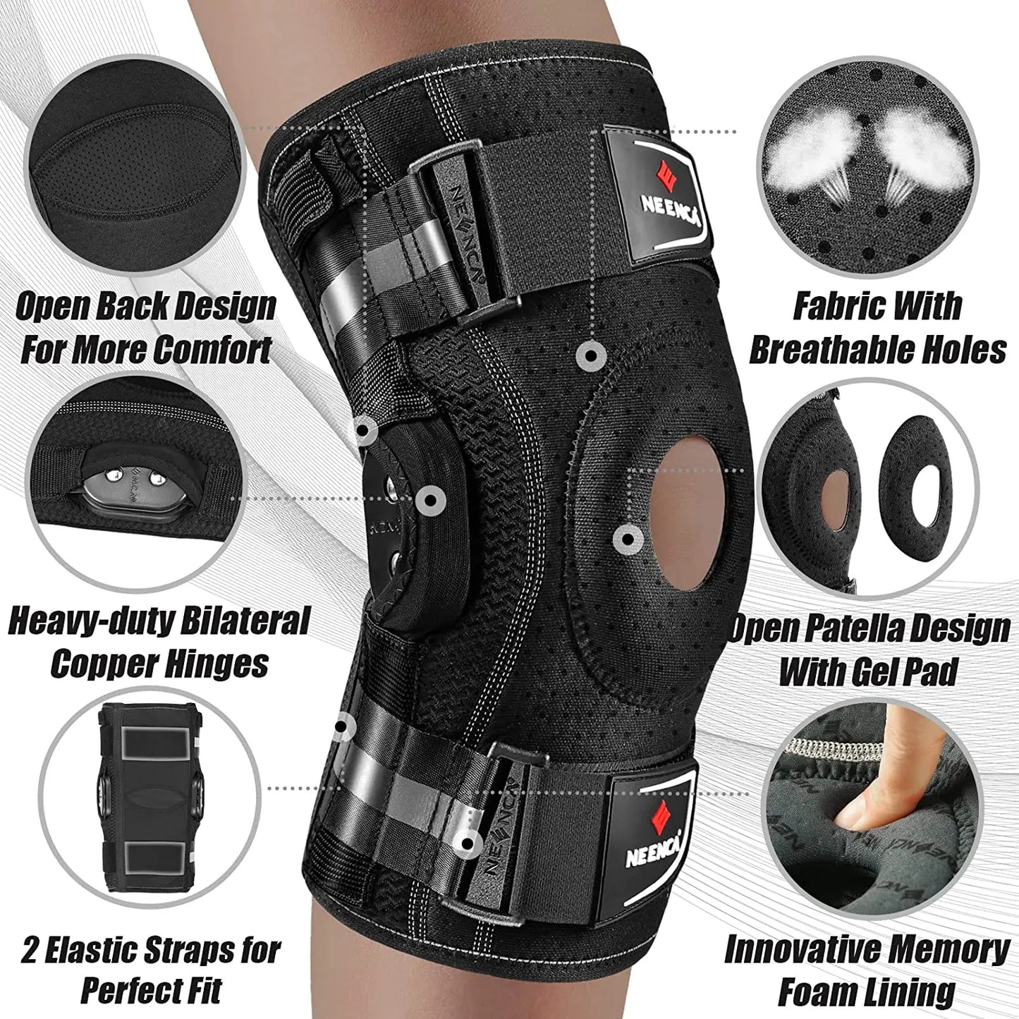 Hinged Knee Brace for Knee Pain Knee Support with Side Stabilizers Joint Pain Relief Arthritis Meniscus Tear ACL PCL - Supersell