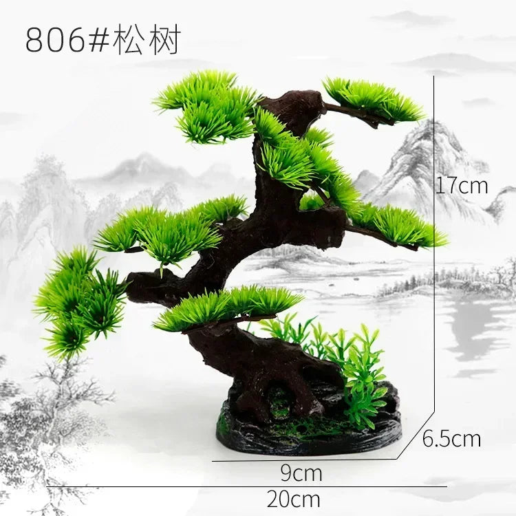 Aquarium Ornaments Simulation Plants Fish Tank Landscaping Decorations Plastic Water Plants Flowers Trees Rocks Accessories - Supersell 