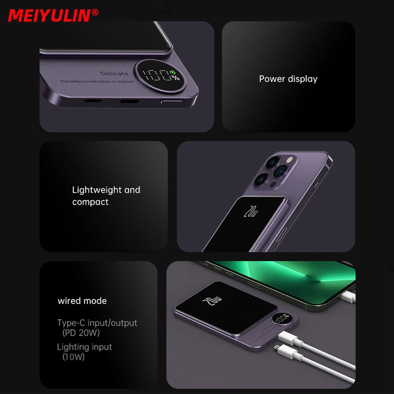 10000mAh Magnetic Wireless Power Bank Portable PD 20W Fast Charging - Supersell 